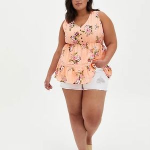 Torrid Peach floral baby doll top. Size 2